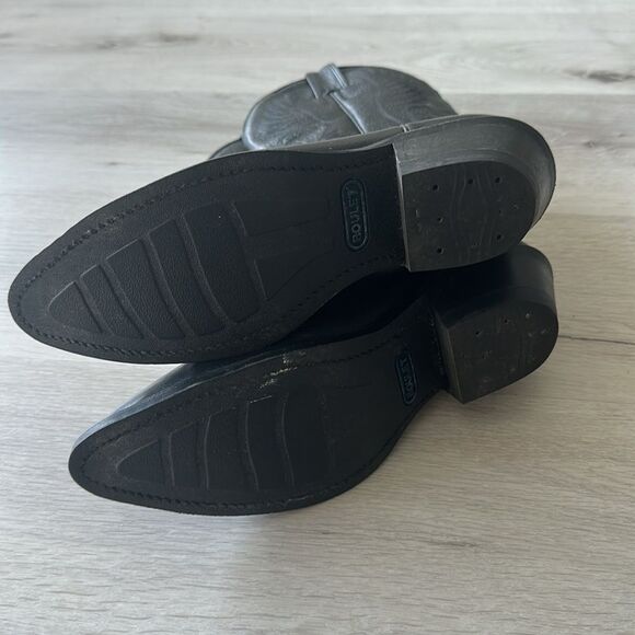 Boulet Embroidered Leather Cowboy Boots Black 8 EUC - Picture 5 of 7